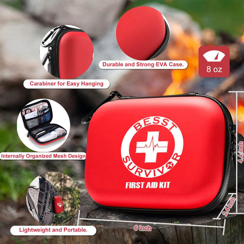 Portable First Aid Kit -Small First Aid Kit, Compact Medical Kits with Compartments EVA Case for Camping, Hiking, Car, Home,Sports - Emergency & M...